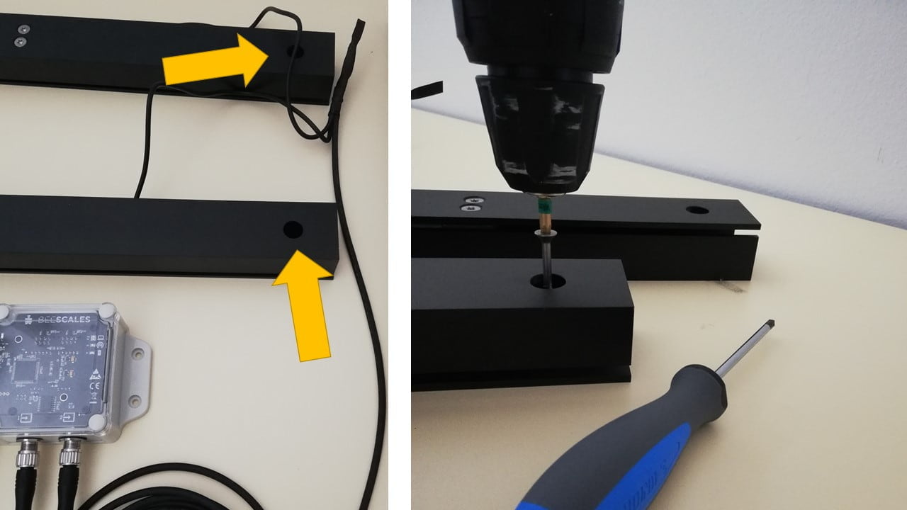 Indien nodig de weegsensoren aan de ondergrond bevestigen