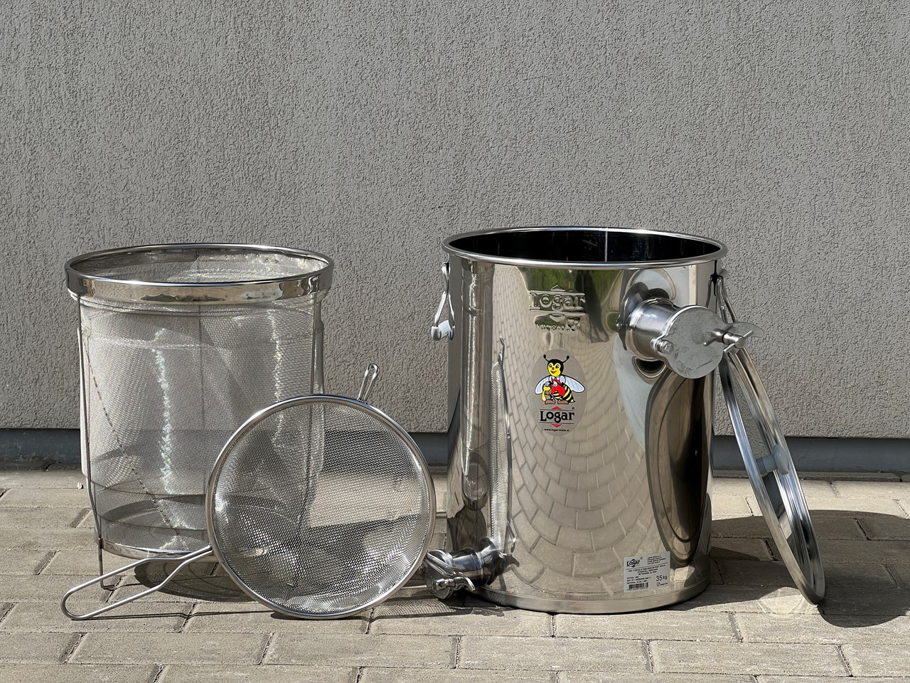 Logar 35 kg opvangzeefemmer met een zeef die niet verstopt raakt